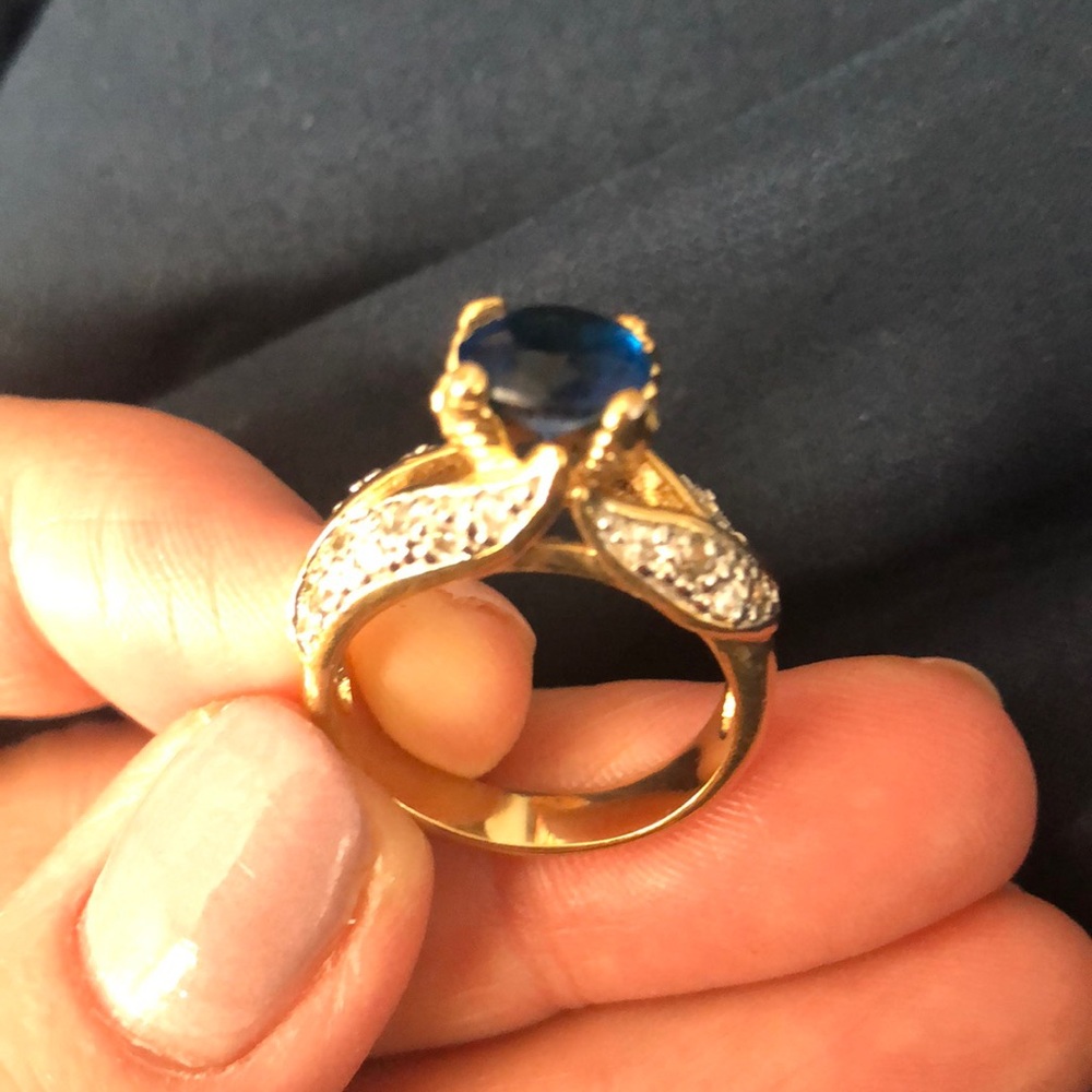 Blue Sapphire and CZ ring